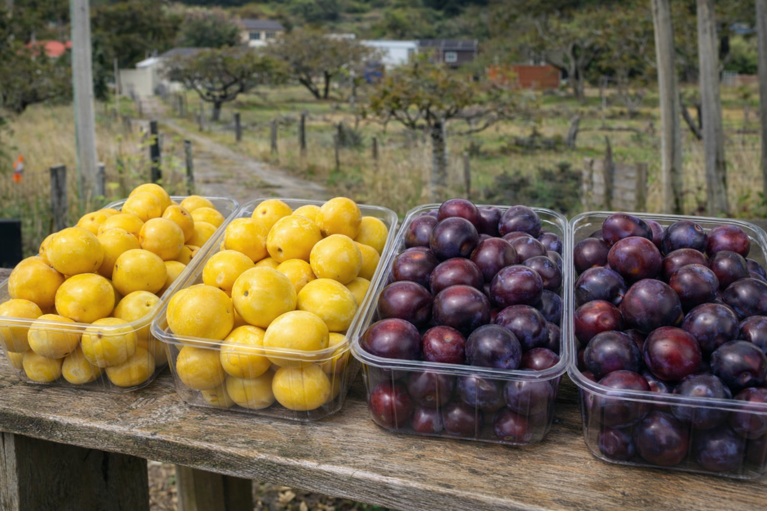 Mixed plums – yellow and purple varieties